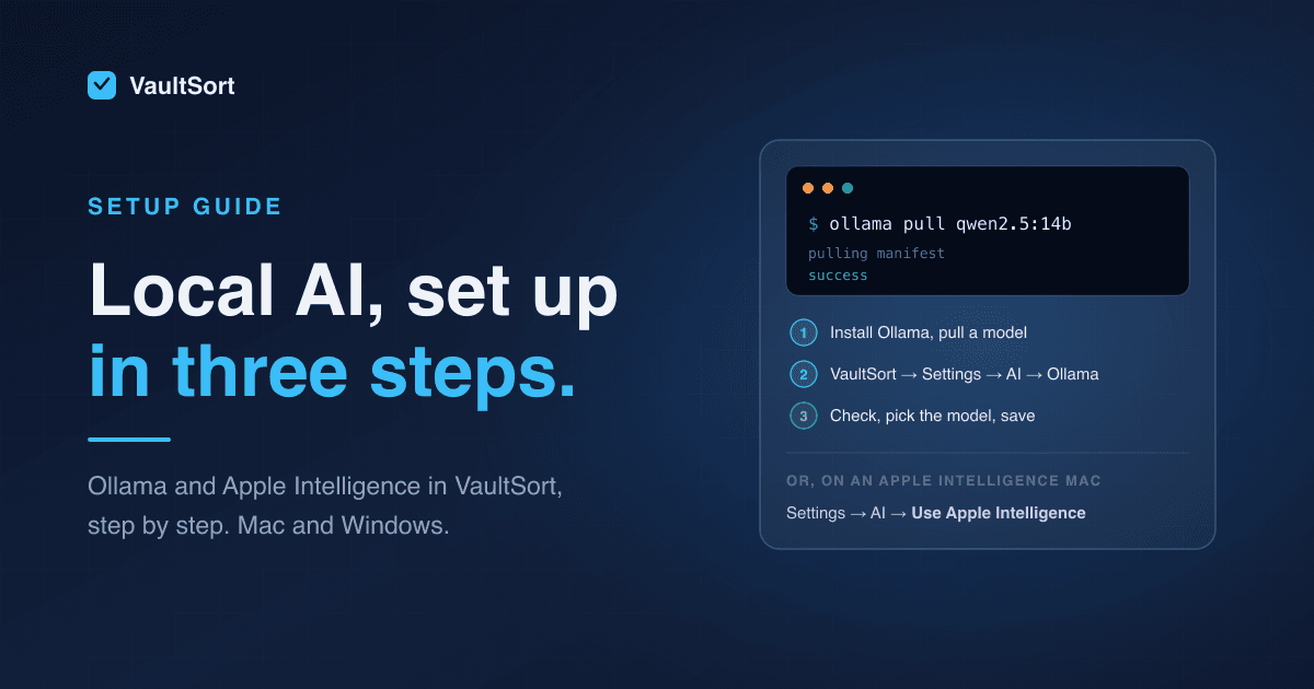 How to Set Up Ollama and Apple Intelligence in VaultSort (Step by Step)