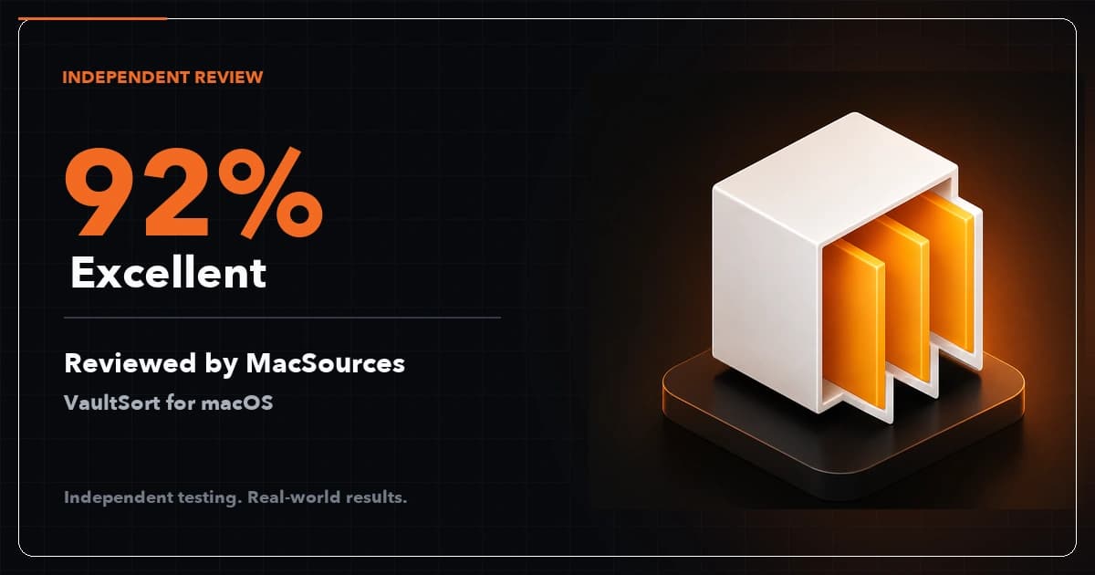VaultSort Receives a 92% 'Excellent' Rating from MacSources