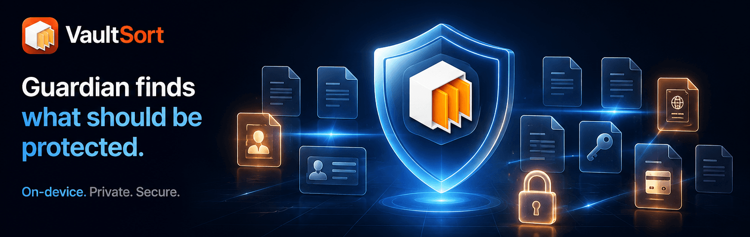 Guardian finds what should be protected — an on-device scan for identity documents, financial records, and credentials