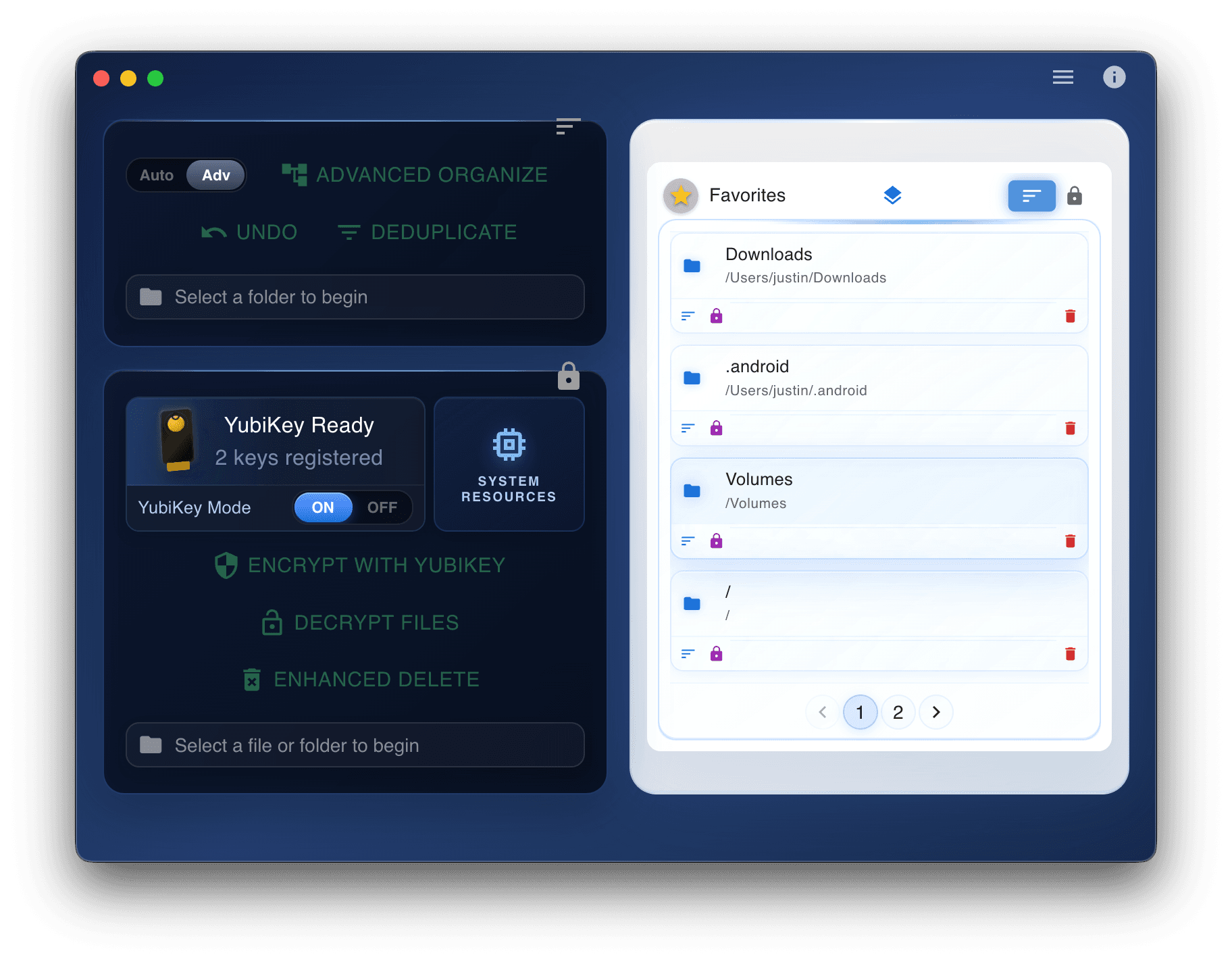 The VaultSort app: organization, encryption, and system resources in one window