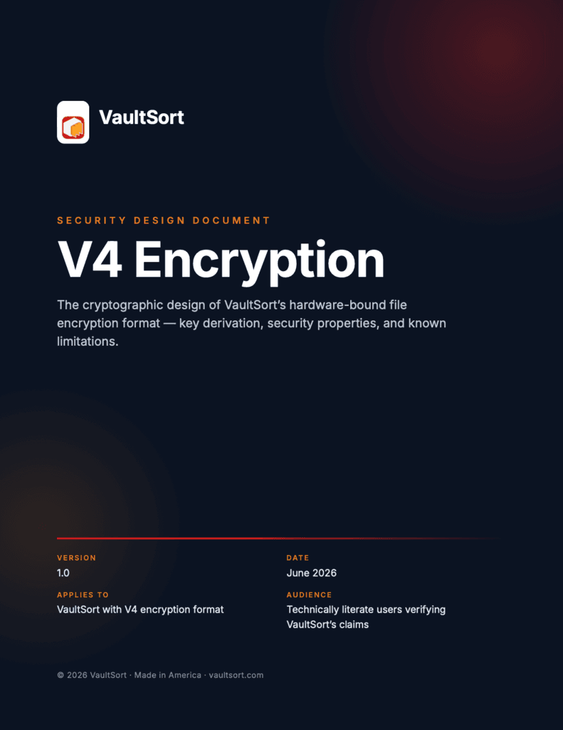 VaultSort V4 Encryption — Security Design Document cover